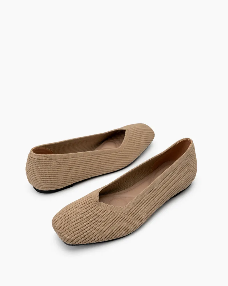 Minimalist Solid Color V-Cut Ballet Flats