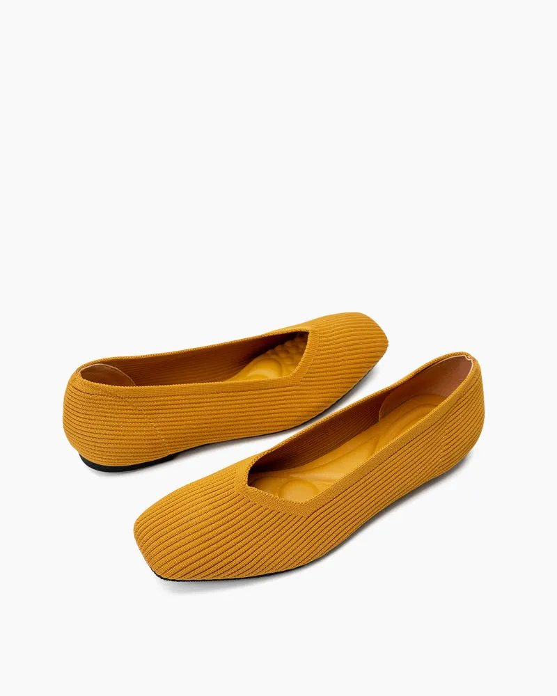 Minimalist Solid Color V-Cut Ballet Flats