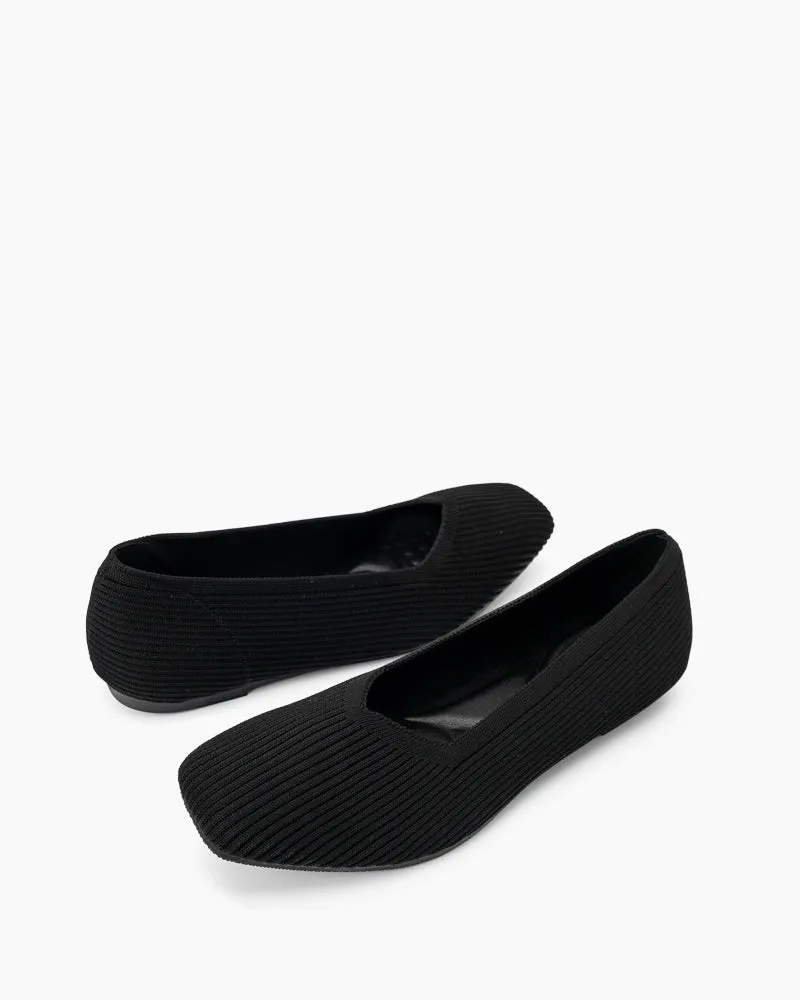 Minimalist Solid Color V-Cut Ballet Flats