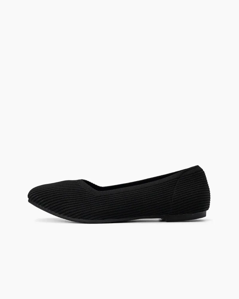Minimalist Solid Color V-Cut Ballet Flats