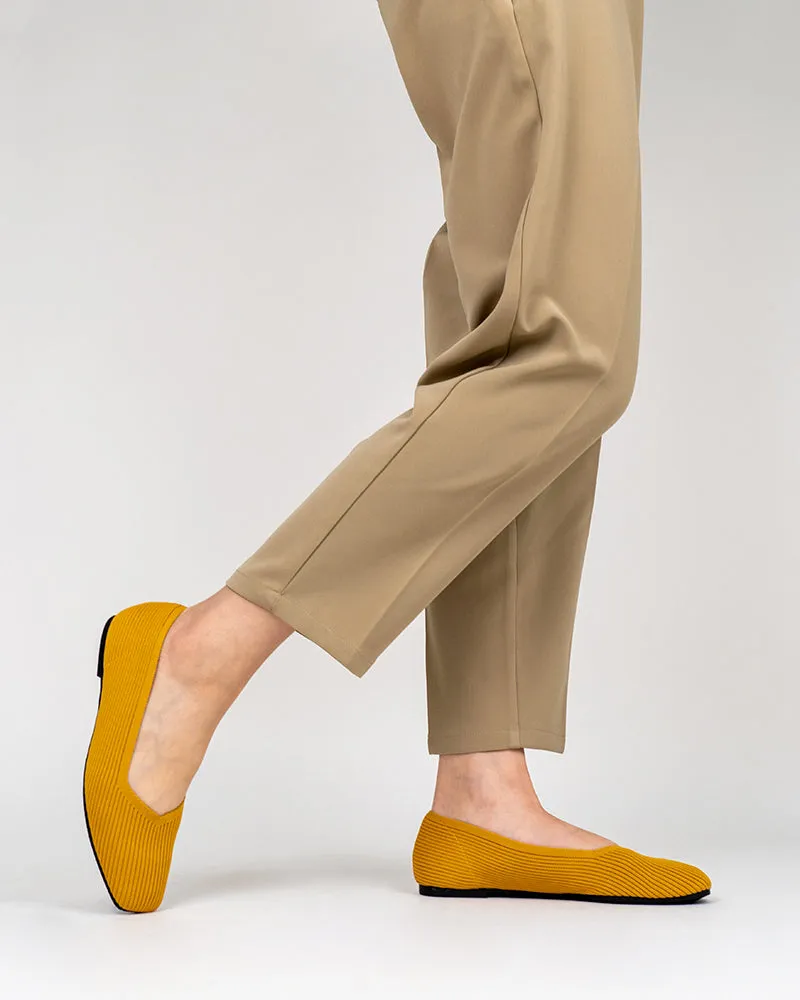 Minimalist Solid Color V-Cut Ballet Flats