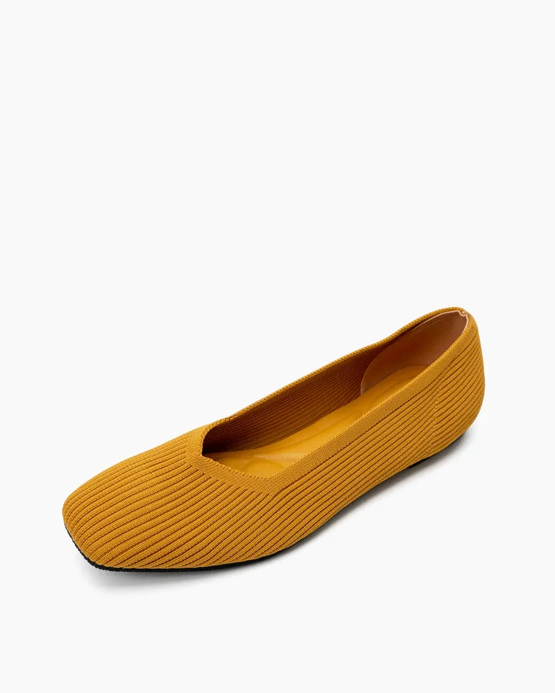 Minimalist Solid Color V-Cut Ballet Flats