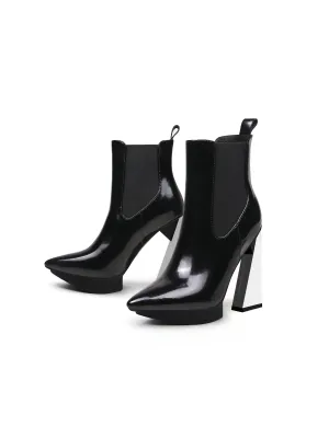 Mirror Triangle Heel Genuine Leather Chelsea Boot