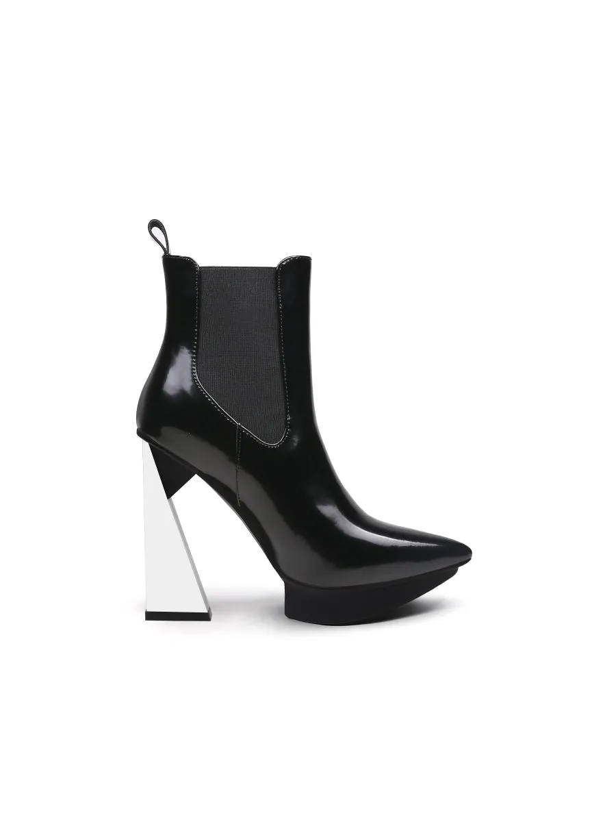 Mirror Triangle Heel Genuine Leather Chelsea Boot