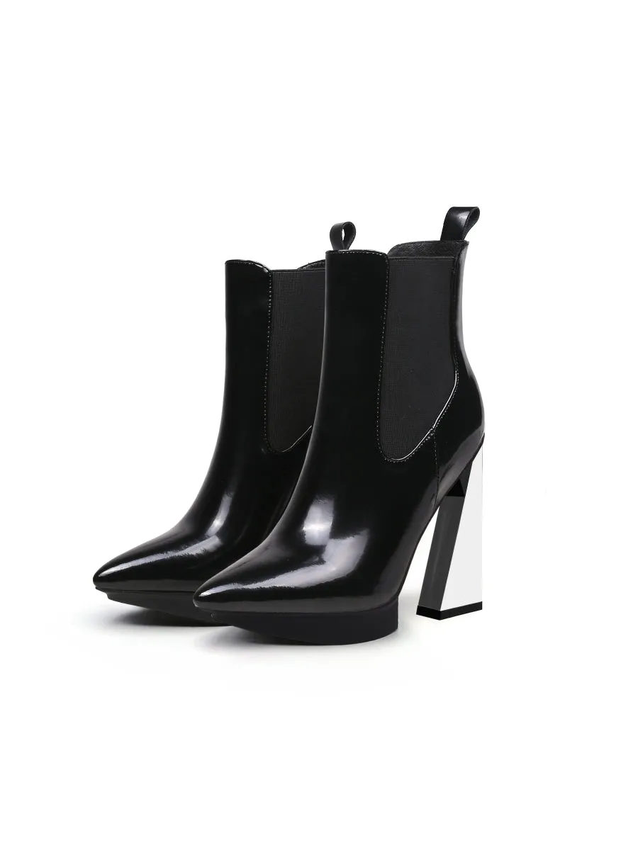 Mirror Triangle Heel Genuine Leather Chelsea Boot