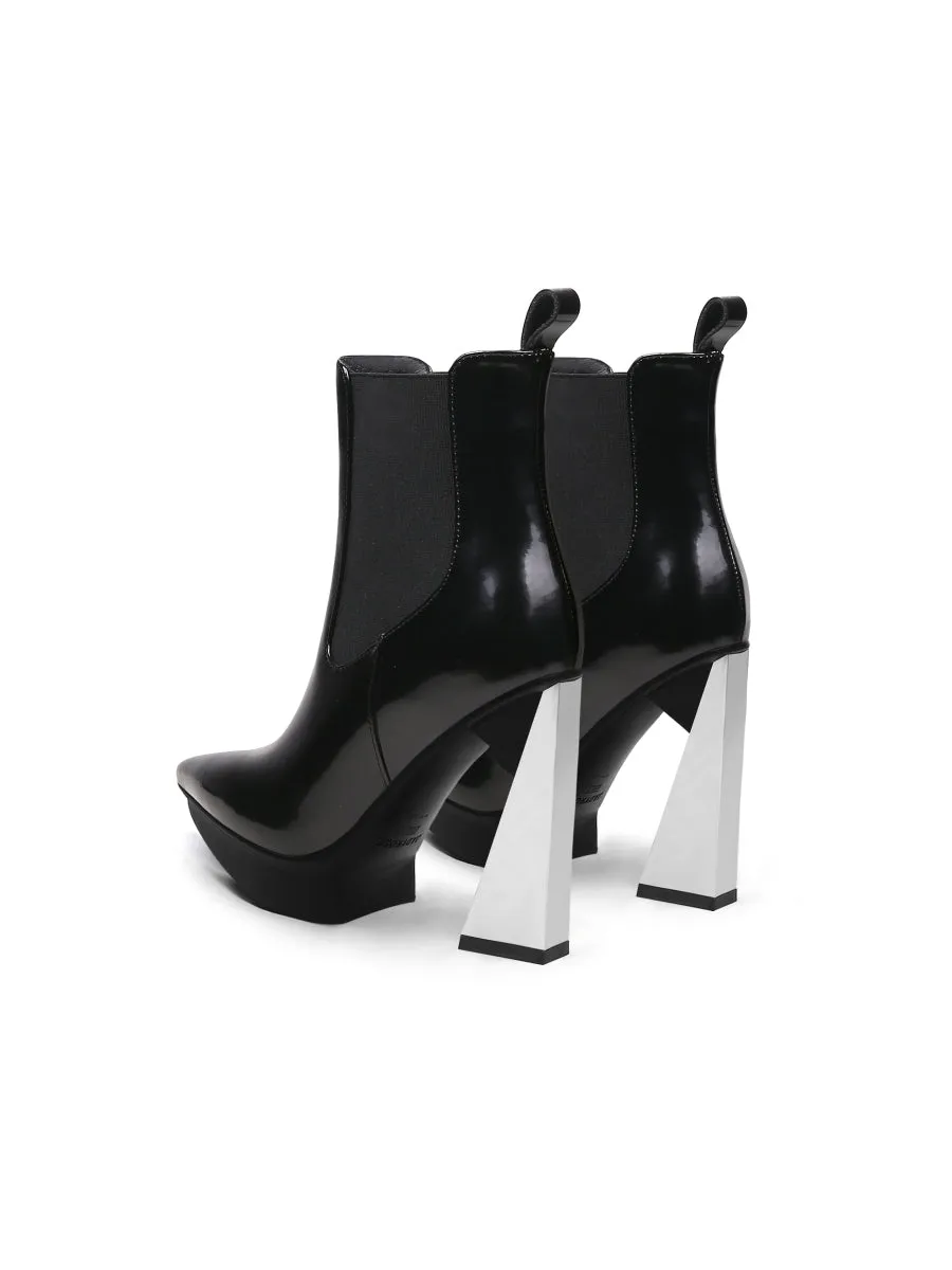 Mirror Triangle Heel Genuine Leather Chelsea Boot