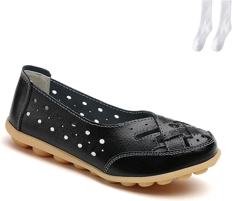 New Breathable Soft Faux Leather, Women's Orthopedic Shoes Sandals Black, Sz 9.5