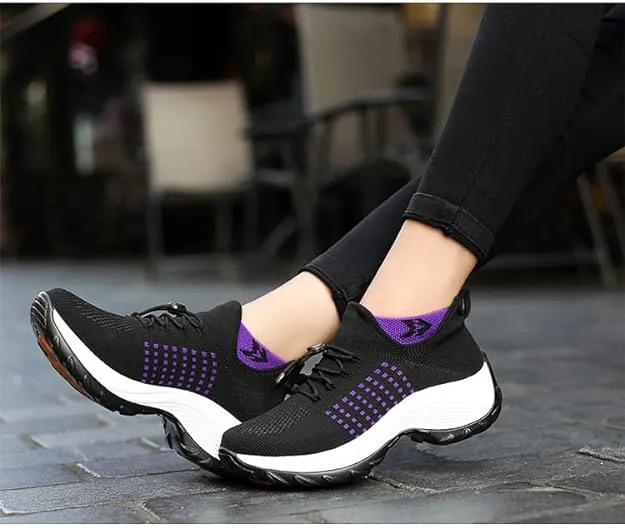 NEW Women’s Ortho Stretch Cushion Sneakers, Purple, Sz 6.5