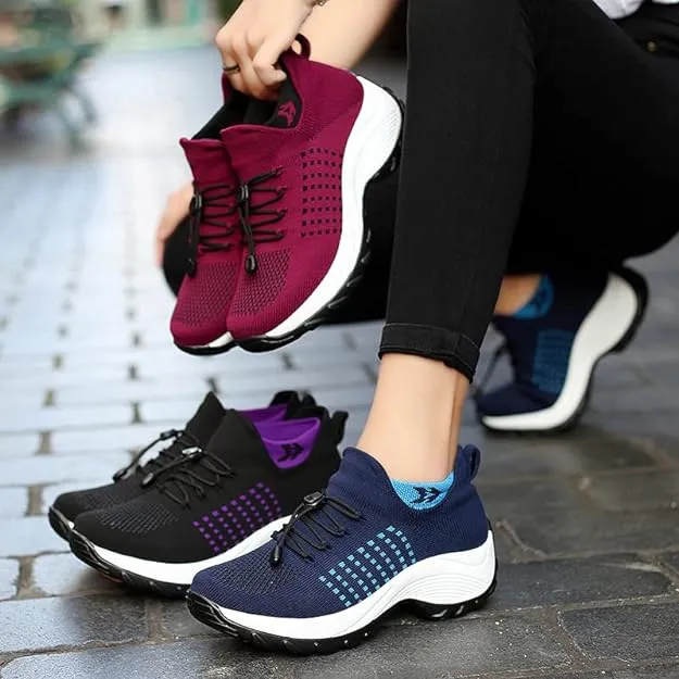 NEW Women’s Ortho Stretch Cushion Sneakers, Purple, Sz 6.5
