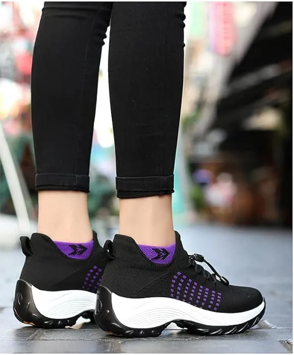 NEW Women’s Ortho Stretch Cushion Sneakers, Purple, Sz 6.5