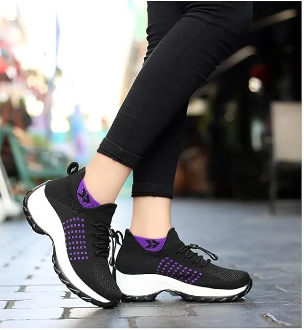 NEW Women’s Ortho Stretch Cushion Sneakers, Purple, Sz 6.5