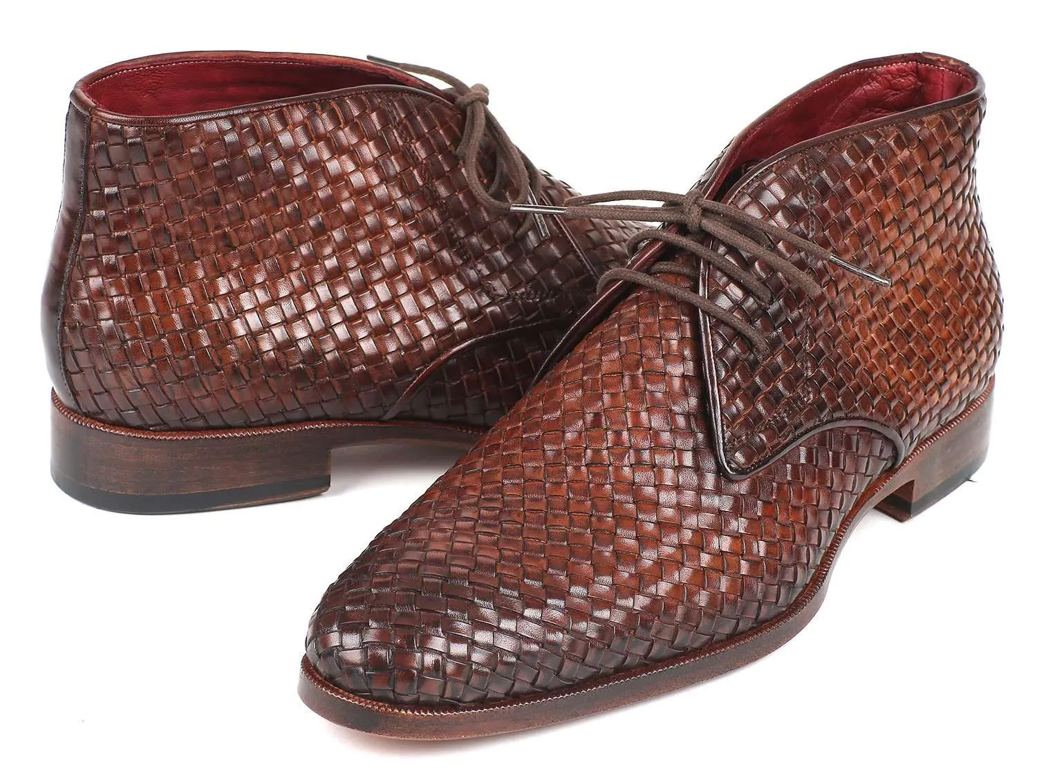 Paul Parkman Men's Brown Woven Chukka Boots