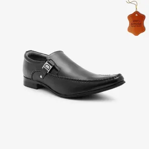 Plain-Toe Leather Loafers