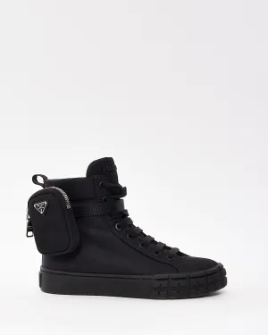 Prada Black Nylon Wheel High Top Pocket Sneakers - 36.5