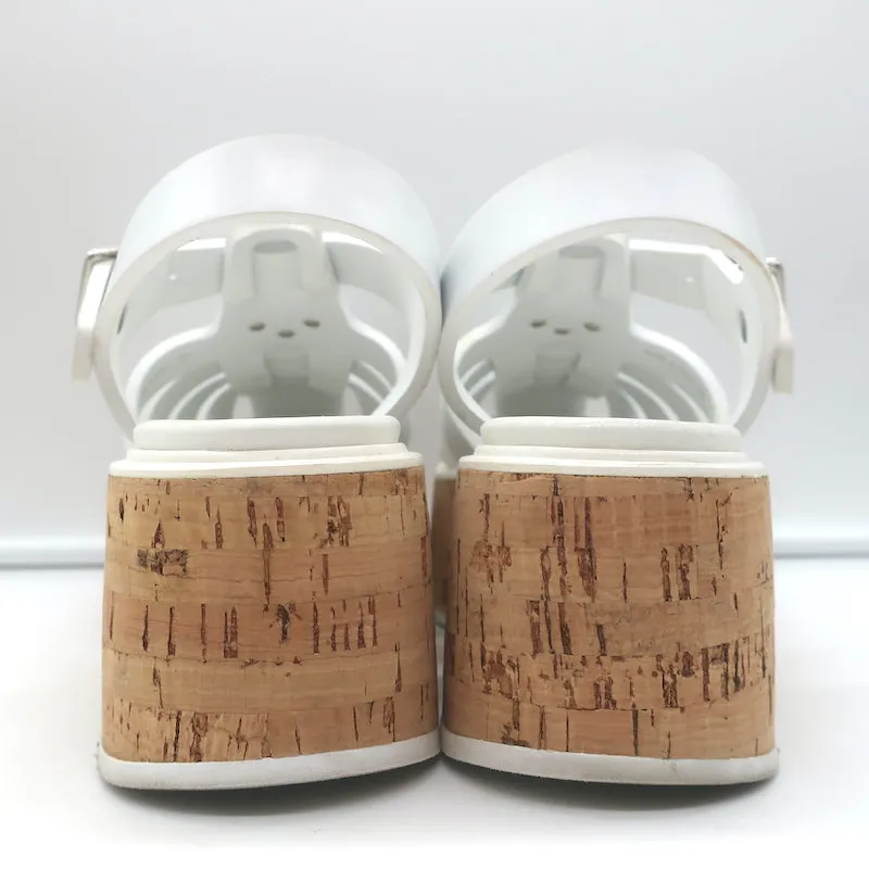 Prada Cork Platform Fisherman Sandals White Rubber Size 38