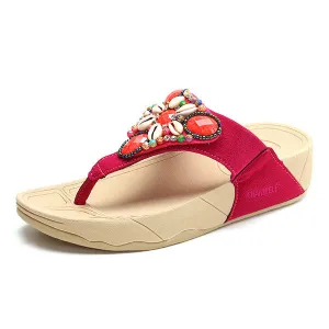 Pretty Crystal Shell Platform Flip Flops Beach Slippers