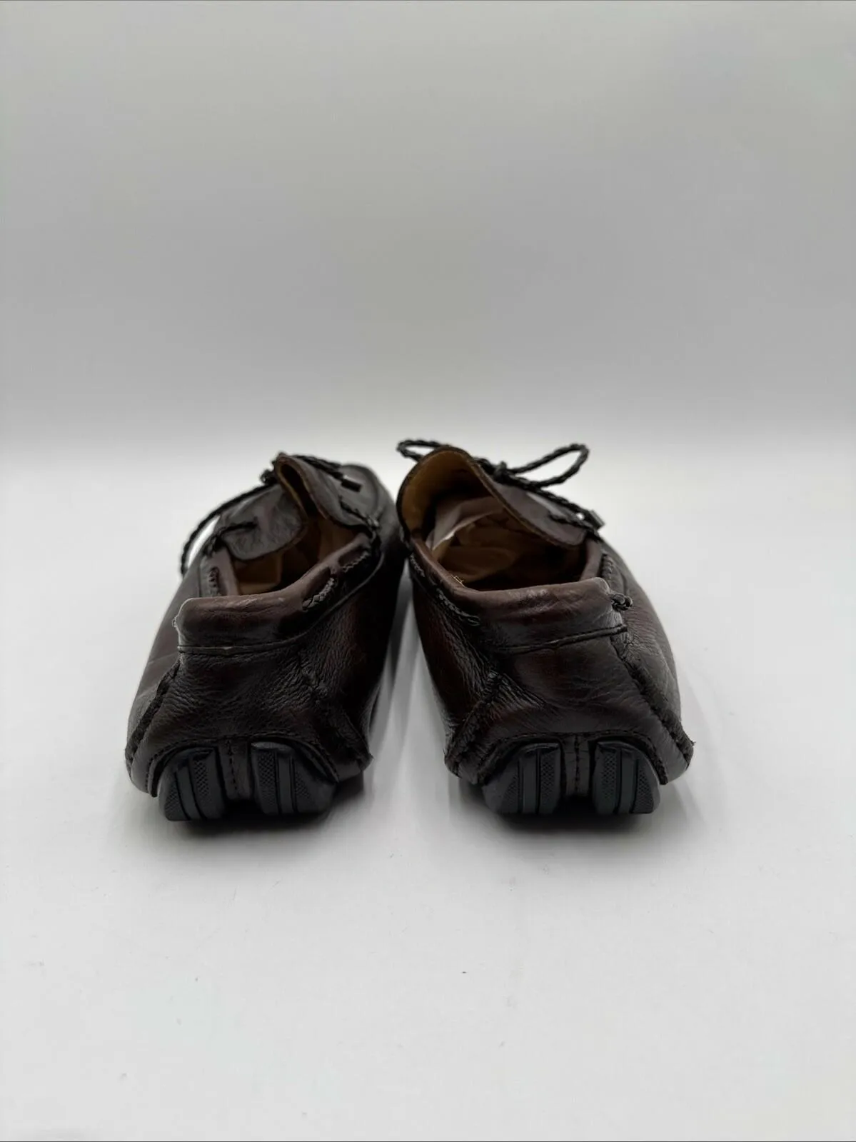 Saks Fifth Avenue Men’s Slip On Dress Driving Loafers Pebble Brown Leather Sz 11 - Very Good