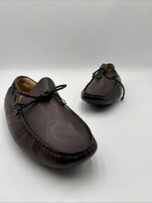 Saks Fifth Avenue Men’s Slip On Dress Driving Loafers Pebble Brown Leather Sz 11 - Very Good