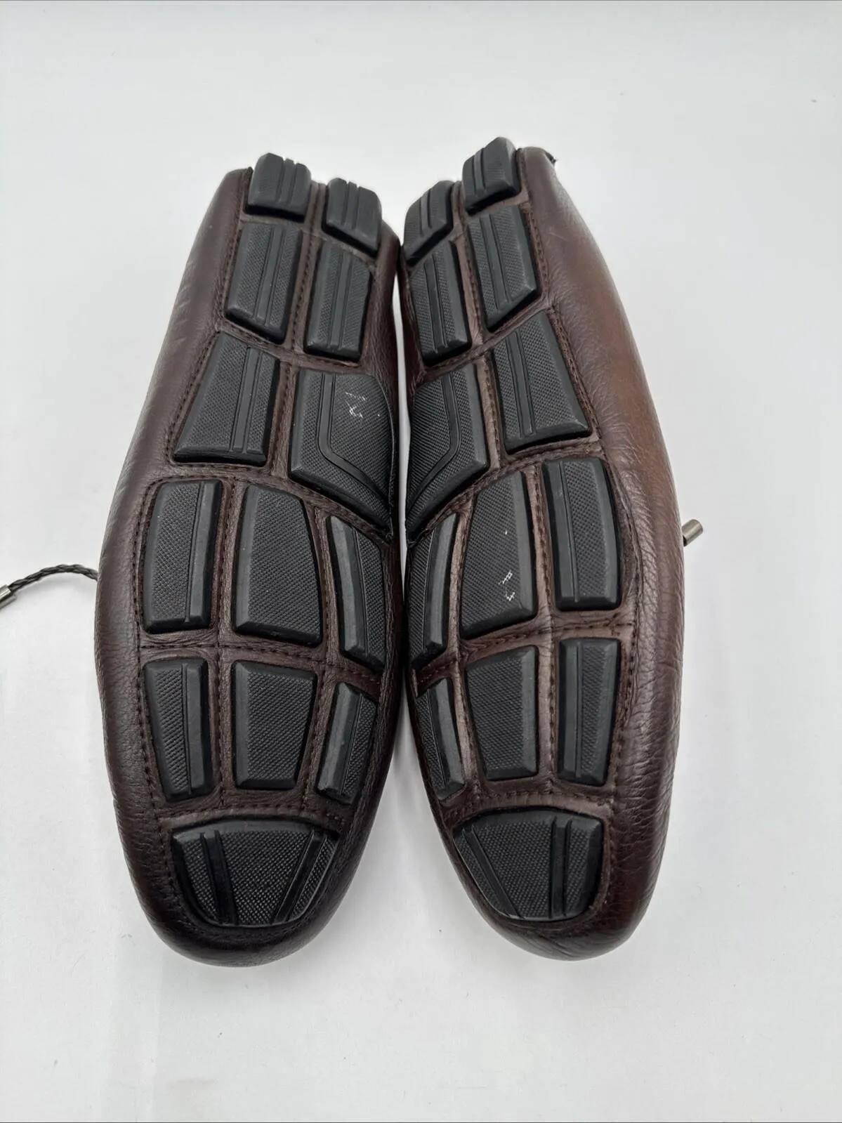 Saks Fifth Avenue Men’s Slip On Dress Driving Loafers Pebble Brown Leather Sz 11 - Very Good