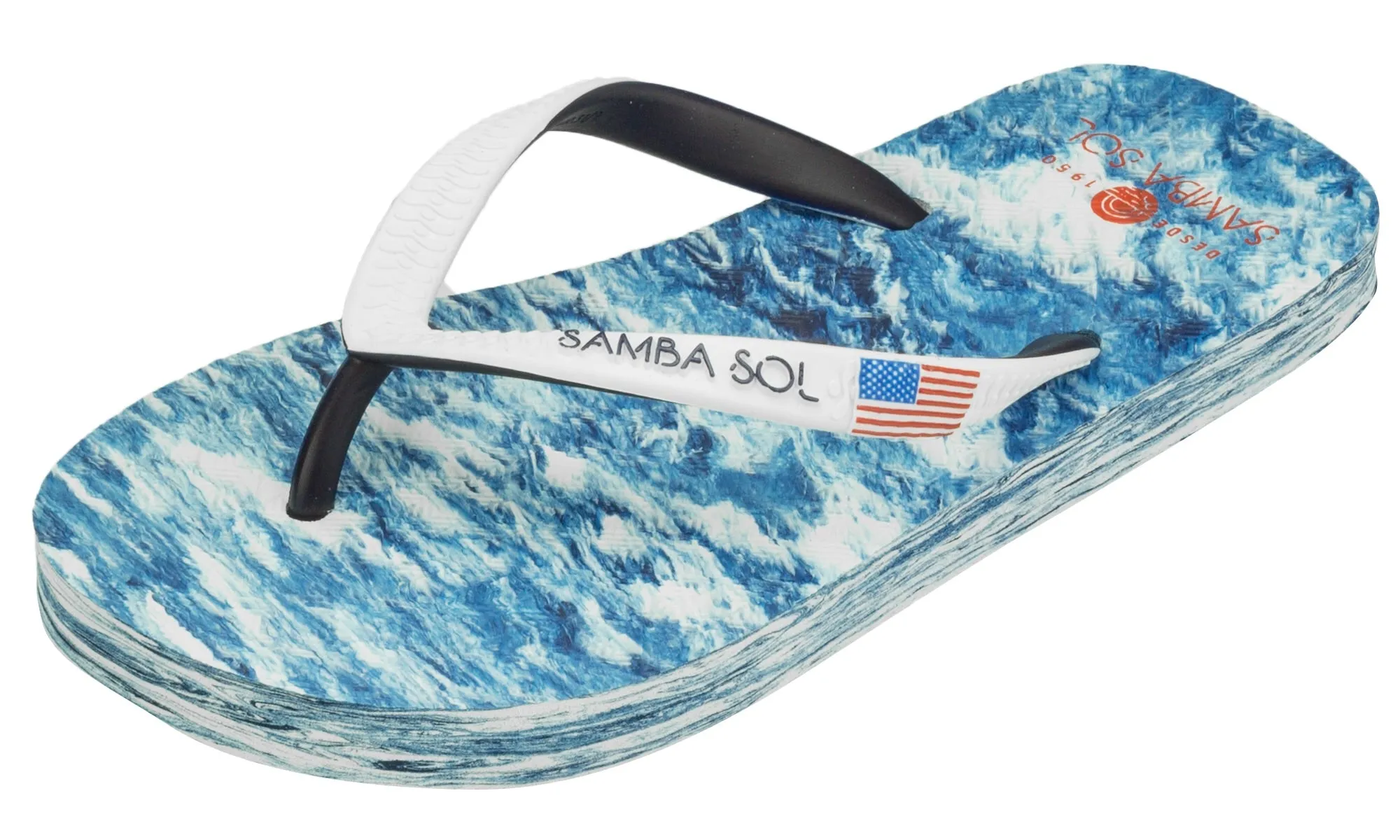 Samba Sol Kid's Countries Collection Flip Flops - USA Water