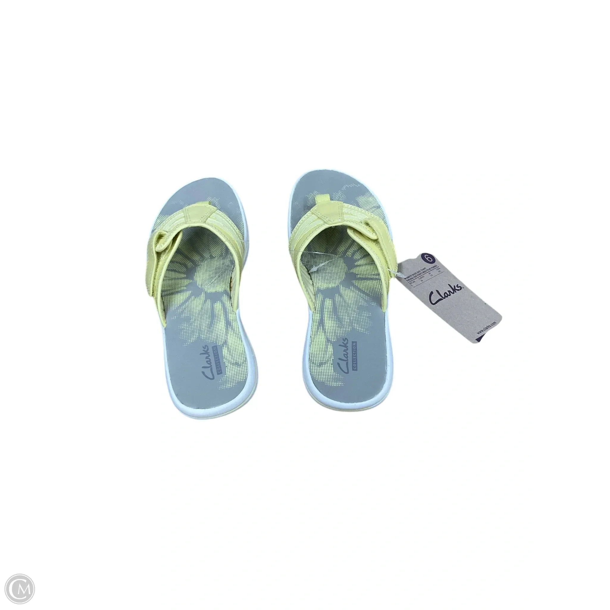 Sandals Flip Flops By Clarks In Yellow, Size: 6