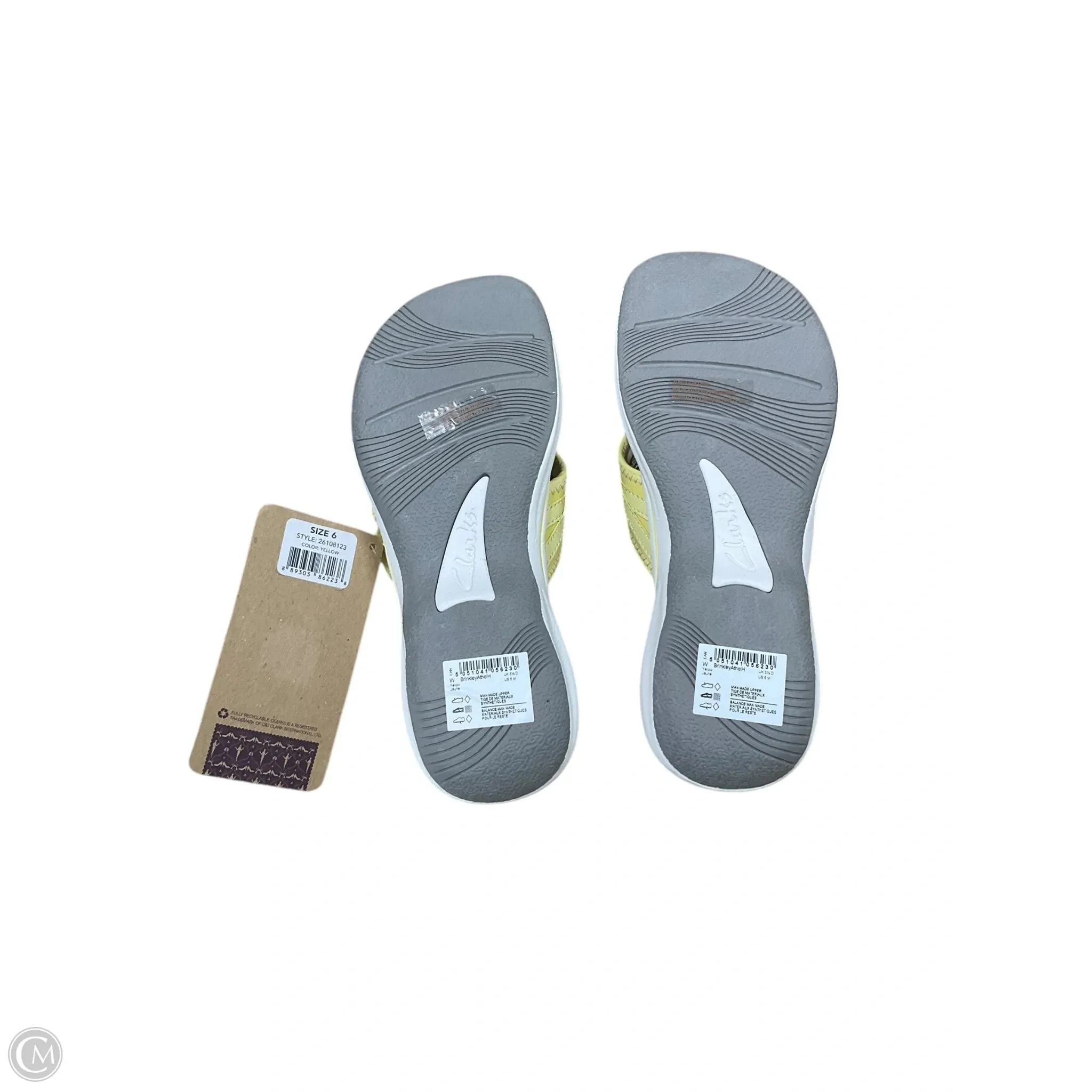 Sandals Flip Flops By Clarks In Yellow, Size: 6