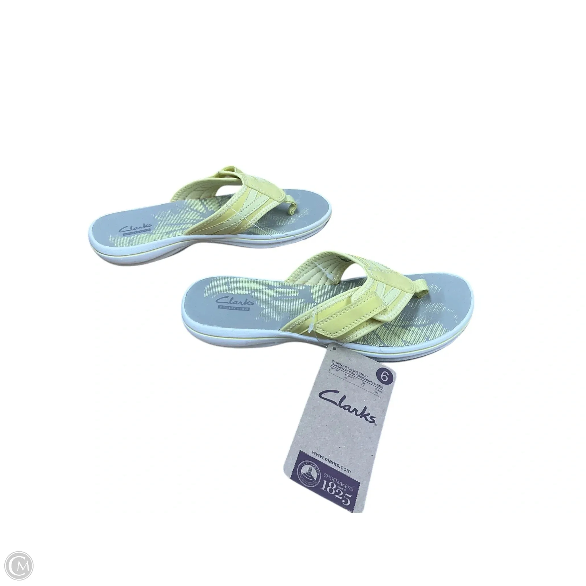 Sandals Flip Flops By Clarks In Yellow, Size: 6