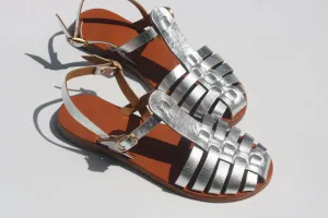 Silver - Camel Sole - Fisherman Sandals
