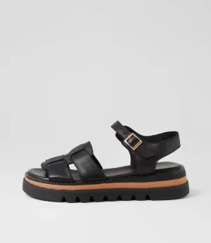 Simm Black Leather Sandals