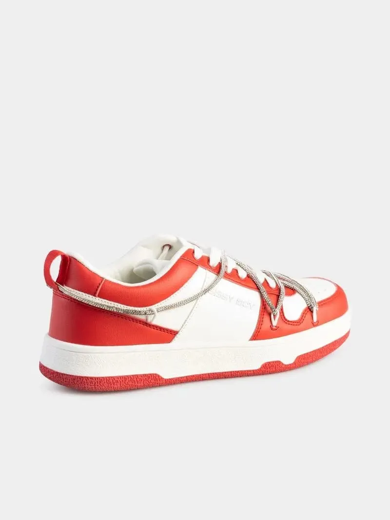 Sissy Boy Red Colour Block Diamante Sneakers