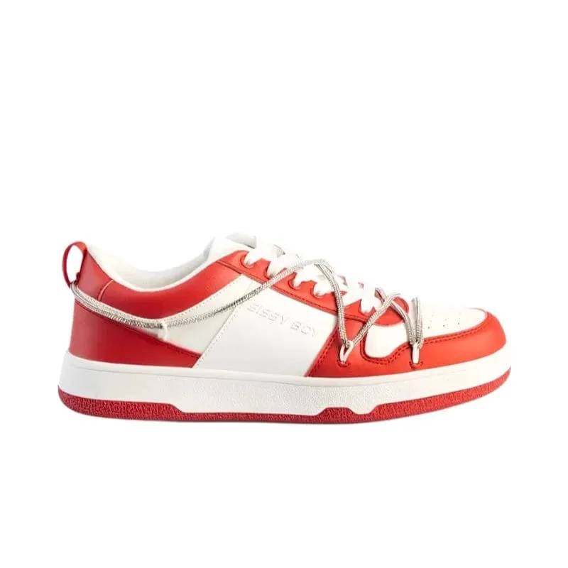 Sissy Boy Red Colour Block Diamante Sneakers