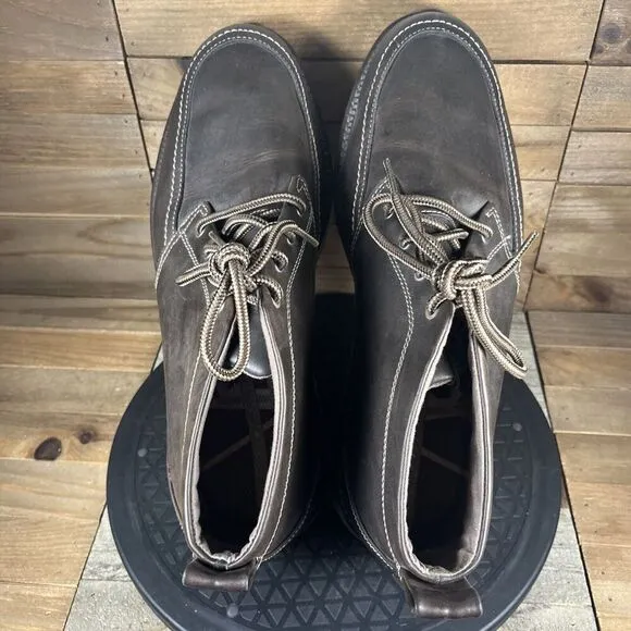 Skechers Mens Sz 12 Lark Reliant Brown Leather Ankle Memory Foam Chukka Boots