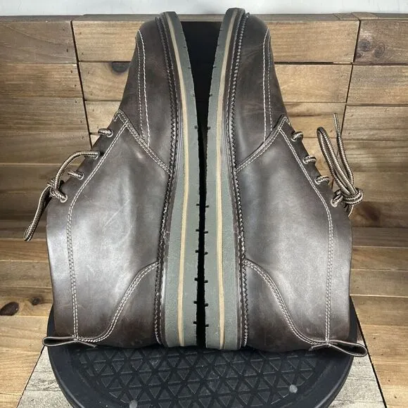 Skechers Mens Sz 12 Lark Reliant Brown Leather Ankle Memory Foam Chukka Boots