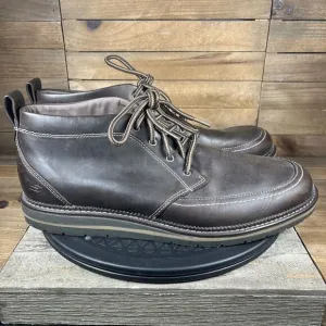 Skechers Mens Sz 12 Lark Reliant Brown Leather Ankle Memory Foam Chukka Boots