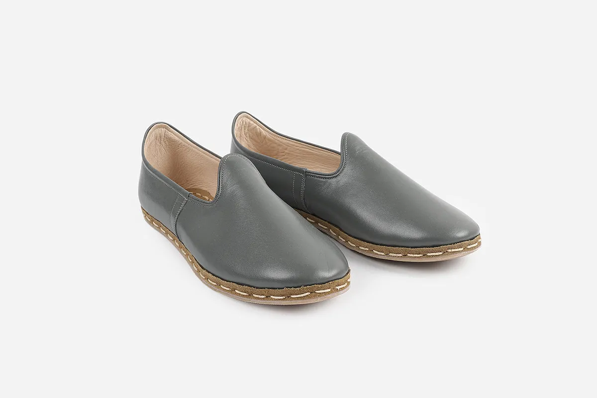 Slate Grey Handmade Leather Loafers (Women's)
