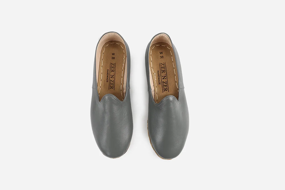 Slate Grey Handmade Leather Loafers (Women's)