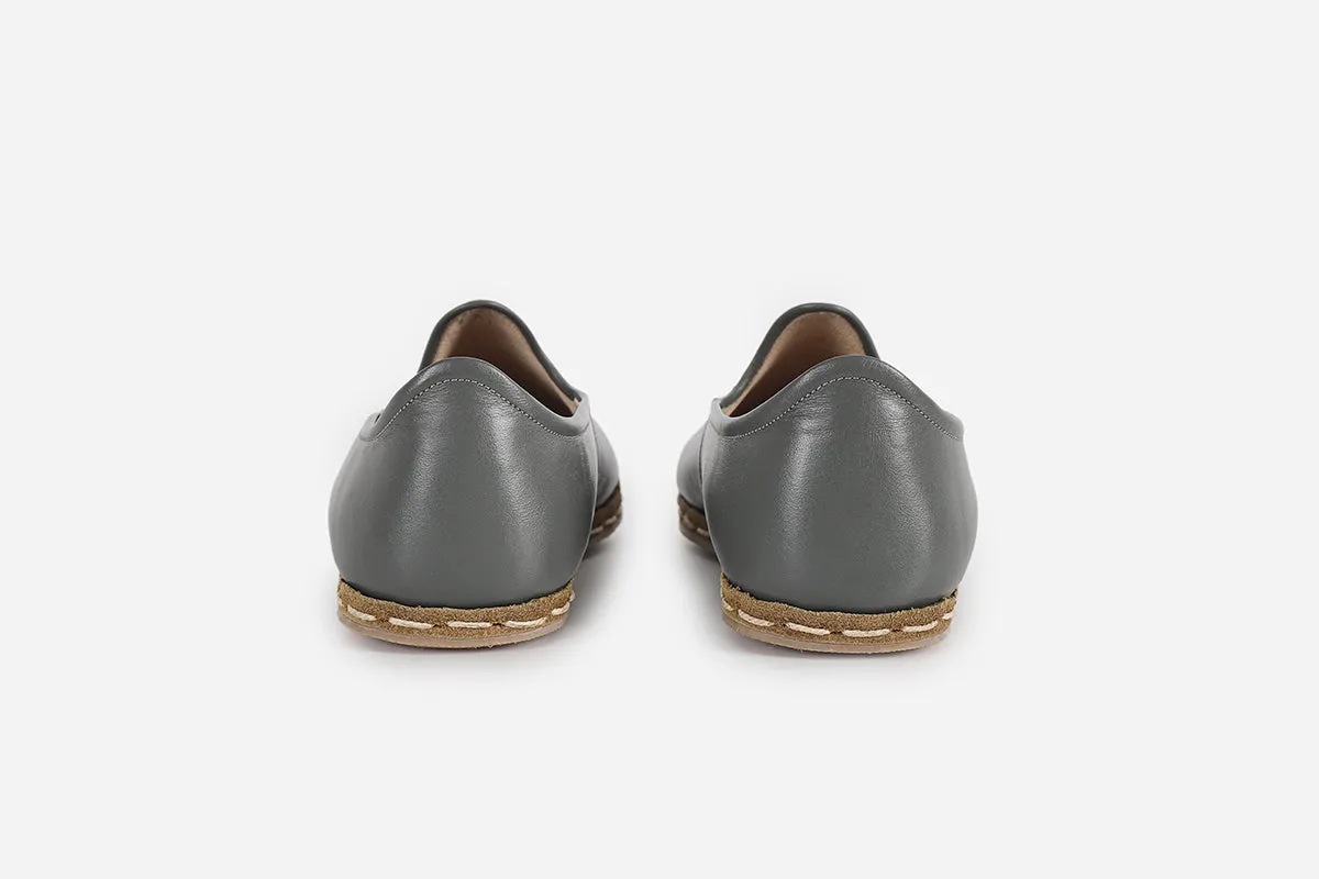 Slate Grey Handmade Leather Loafers (Women's)