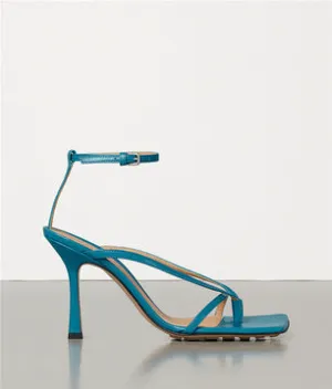 Square-toe Sheepskin Nude Color Stiletto Sandals