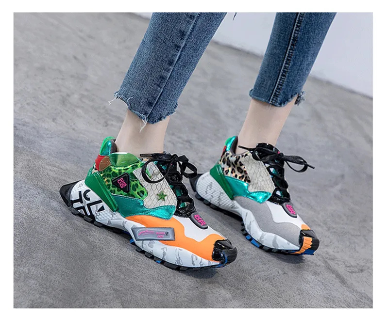 Street Style Women's Chunky Sneakers  Fashion Brand Women Flat Platform Shoe Breathable Women Trainers Footwear