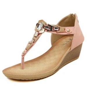 Summer T-strap Flip Flops Thong Wedges Gladiator  Sandals