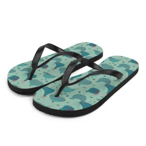 Teal Hens Flip-Flops