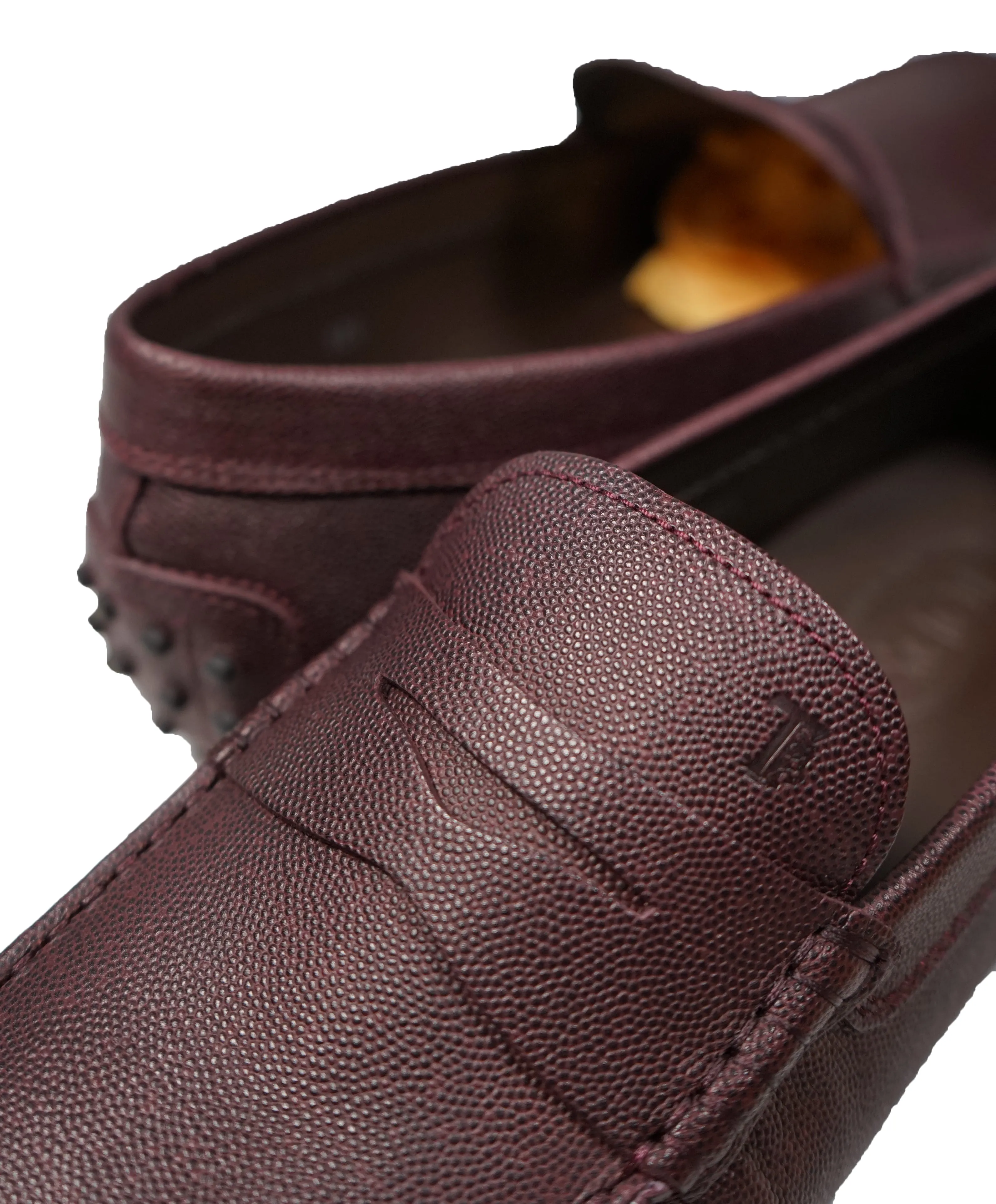 TOD’S - Burgundy Caviar Pebbled Penny/Driving Loafers - 11.5US