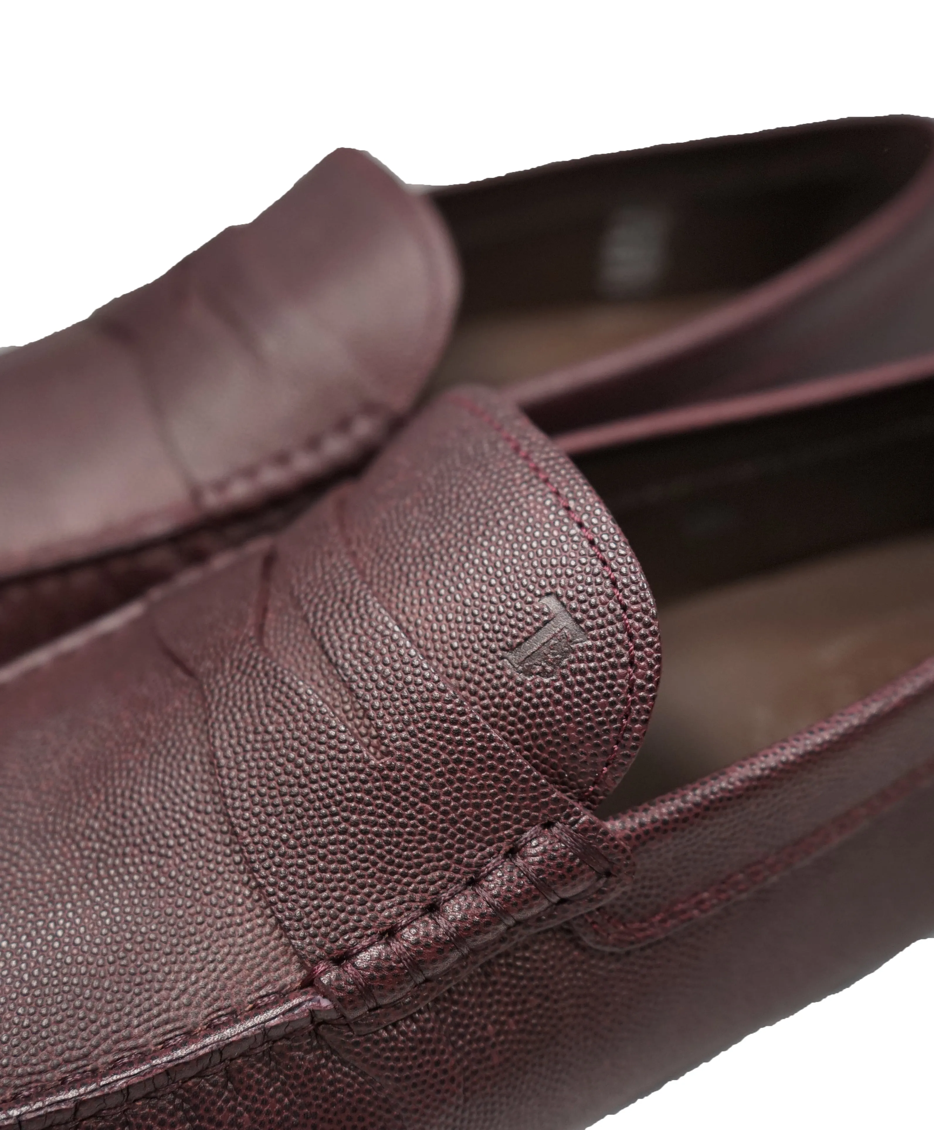 TOD’S - Burgundy Caviar Pebbled Penny/Driving Loafers - 11.5US