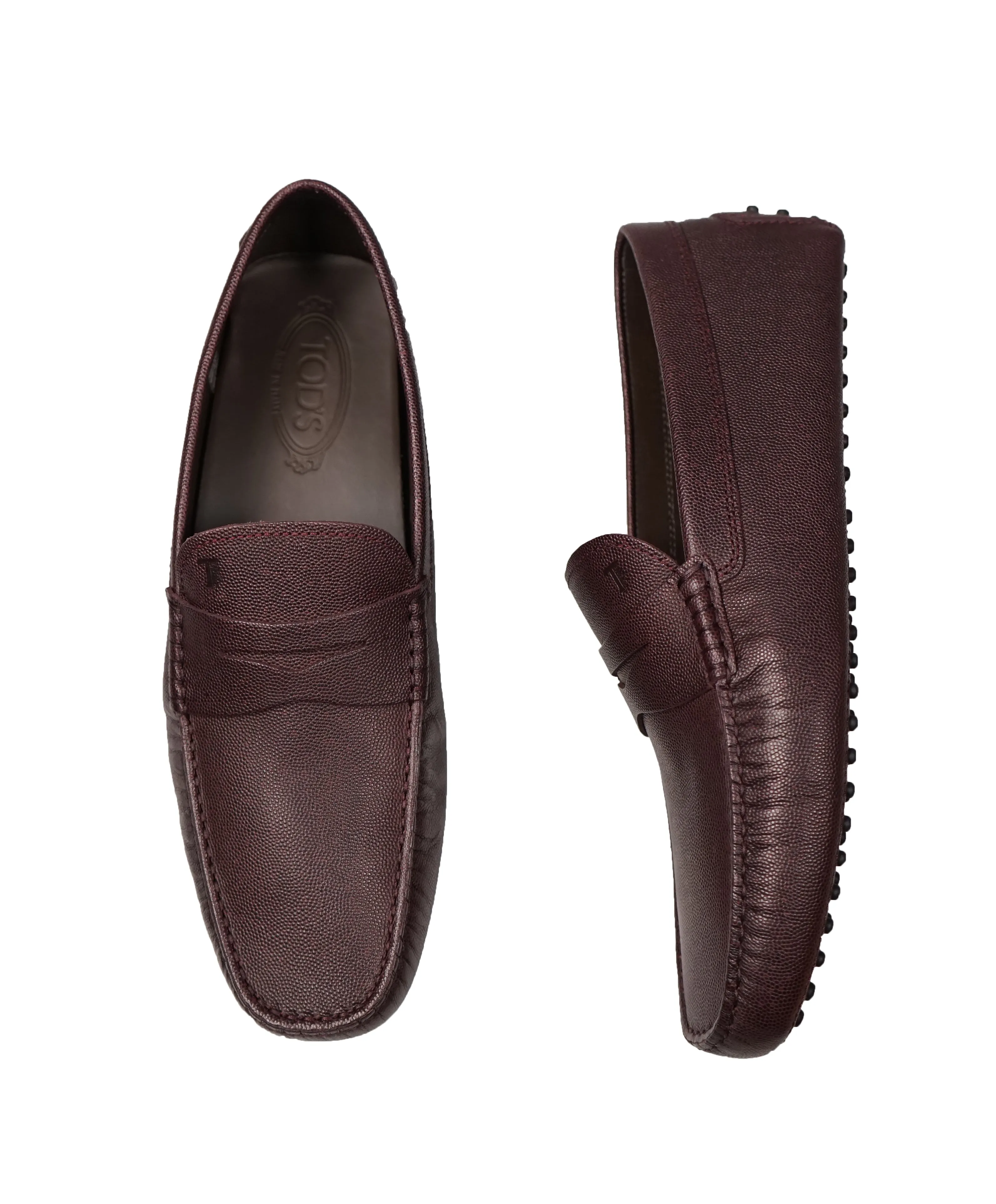 TOD’S - Burgundy Caviar Pebbled Penny/Driving Loafers - 11.5US