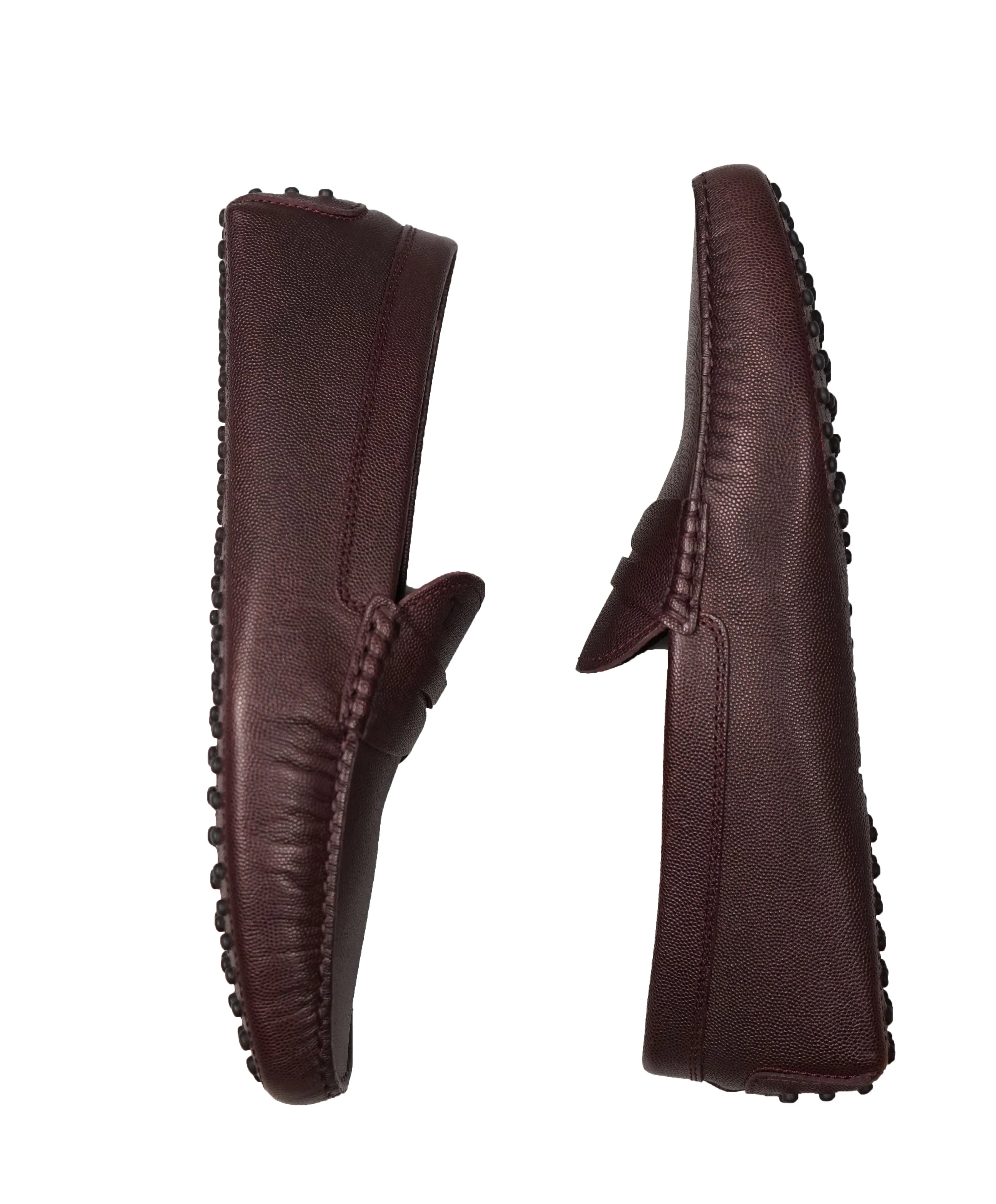 TOD’S - Burgundy Caviar Pebbled Penny/Driving Loafers - 11.5US