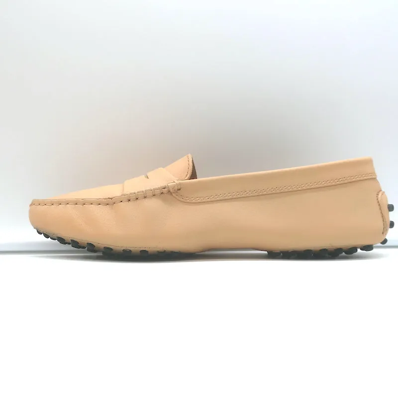 Tod's City Gommino Driving Shoes Nude Leather Size 39 Flat Penny Loafers