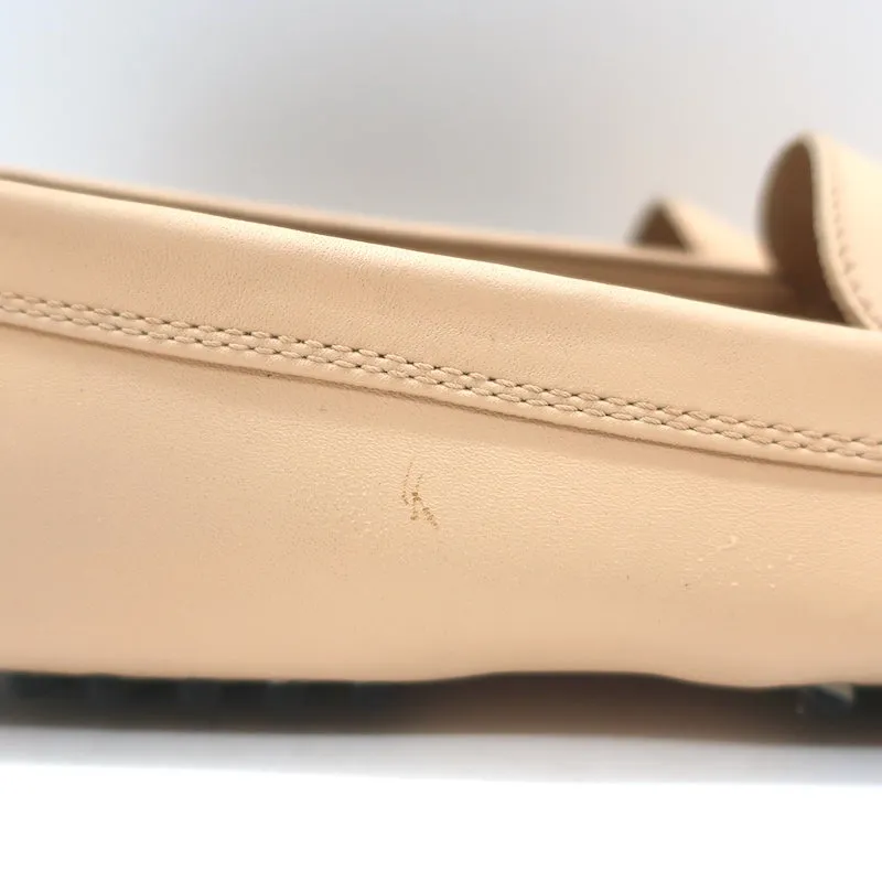 Tod's City Gommino Driving Shoes Nude Leather Size 39 Flat Penny Loafers