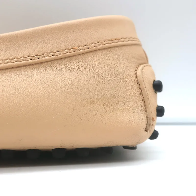 Tod's City Gommino Driving Shoes Nude Leather Size 39 Flat Penny Loafers