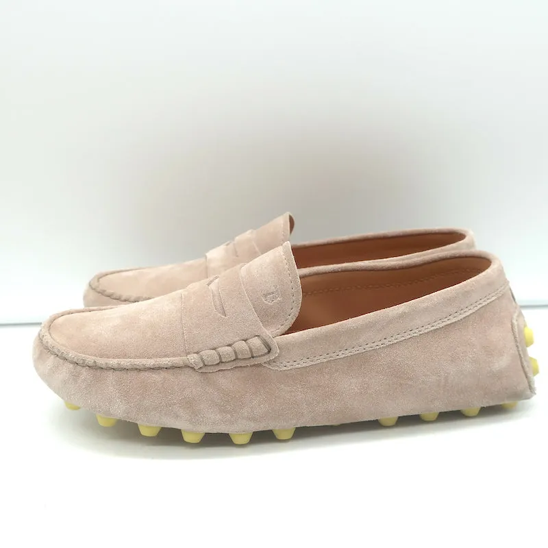 Tod's Gommino Bubble Penny Loafers Beige Suede Size 38 Flat Driving Shoes