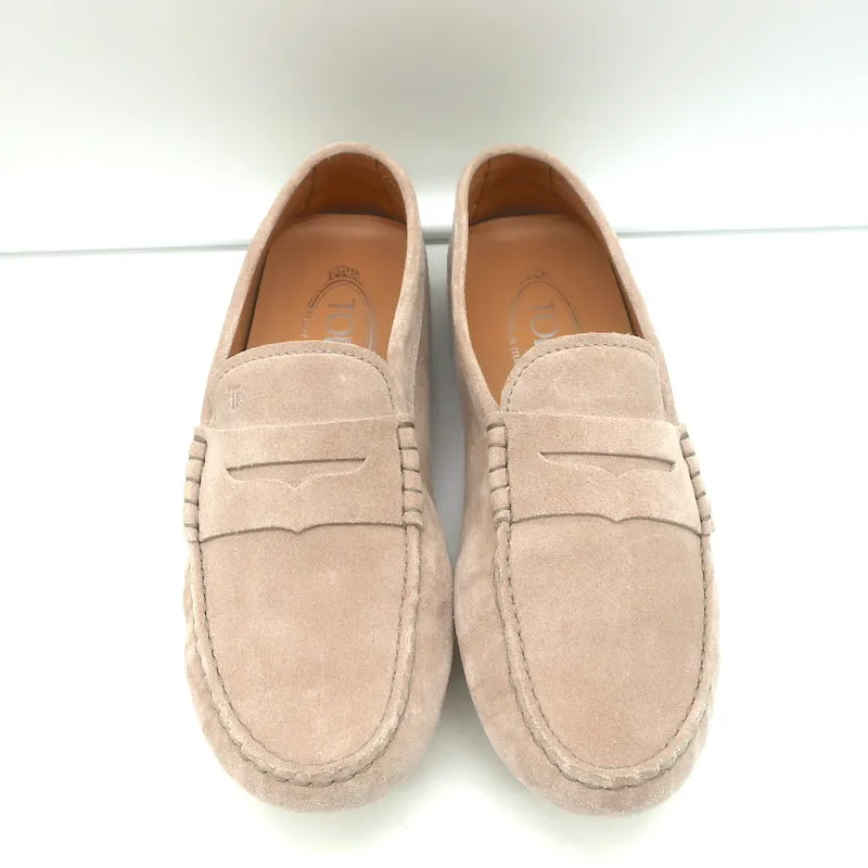 Tod's Gommino Bubble Penny Loafers Beige Suede Size 38 Flat Driving Shoes